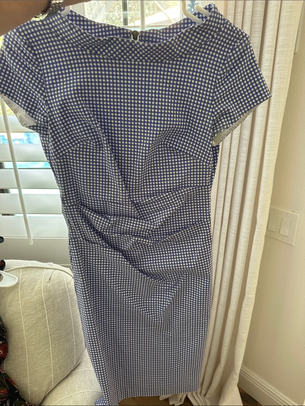 Sara Campbell Blue Gingham Midi Dress